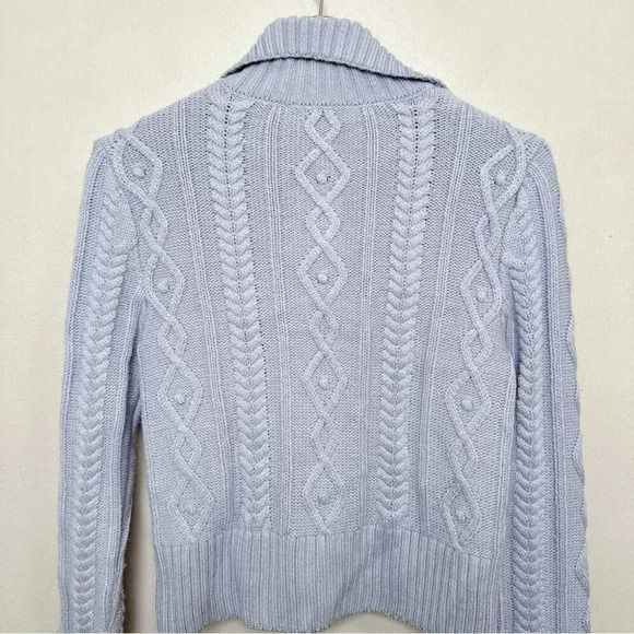 Zara Womens Medium Cable Lilac Silver  Thread Cropped Cardigan - Picture 12 of 14